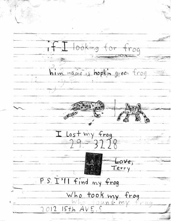 Brief over een kikker die kwijt is