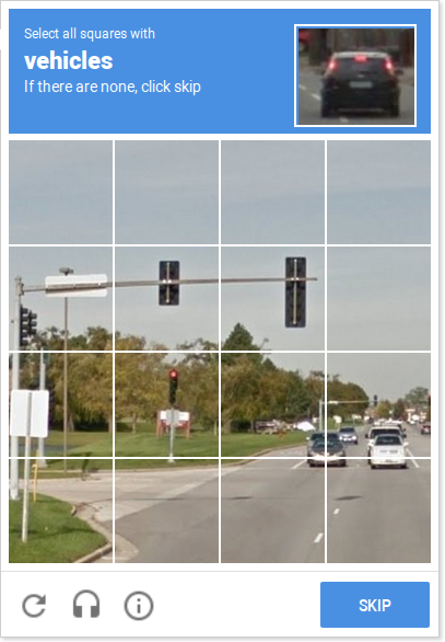 Schermafbeelding van een reCAPTCHA
